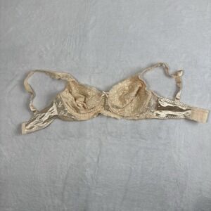 VTG Breezies Beige Lace Floral Sheer‎ Bra Women's SIze 36C